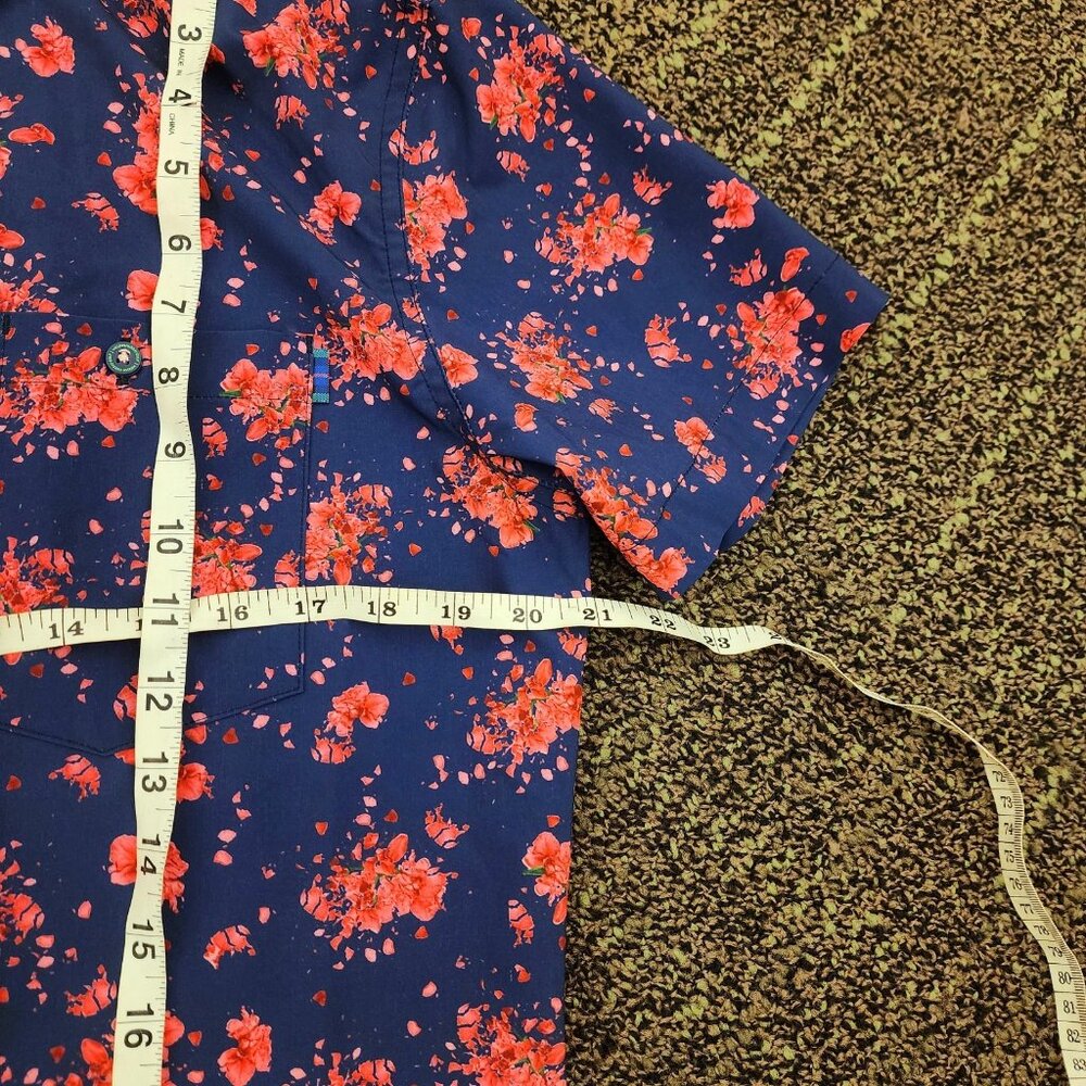 William Murray Floral Button Up Men Size Small Performance Short Sleeve Stretch - Picture 4 of 8